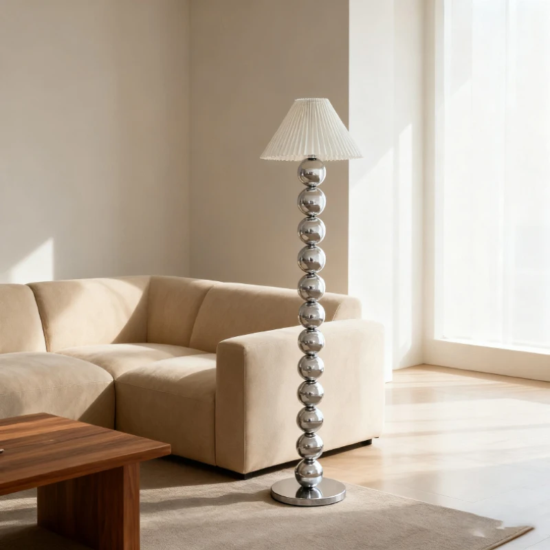 الأوروبي الكهربائي الحديد المطاوع مصباح أرضي الأبيض مطوي النسيج عاكس الضوء غرفة المعيشة غرفة نوم مطعم LED ضوء قائم #3