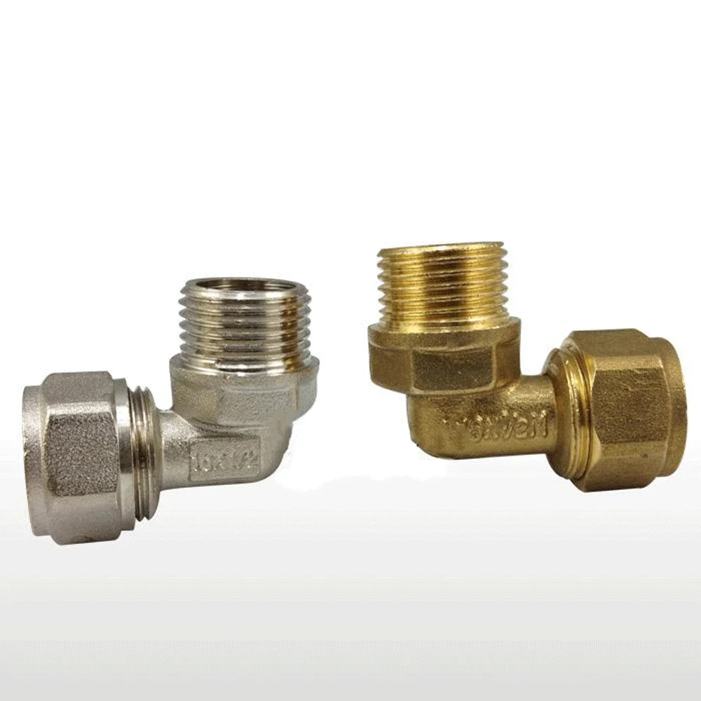 H58 Brass DN15 DN20 Male BSPP Thread Elbow Pex 1216/1418/2025 Pipe Fitting Aluminum Plastic Pipe Fittings for Floor Heating