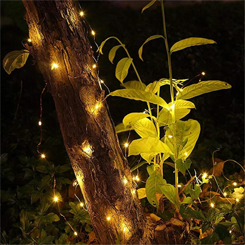 Guirnalda de luces LED de alambre plateado de cobre, luces de hadas impermeables, decoración de fiesta de boda de Navidad, USB, 2 M, 5 M, 10M