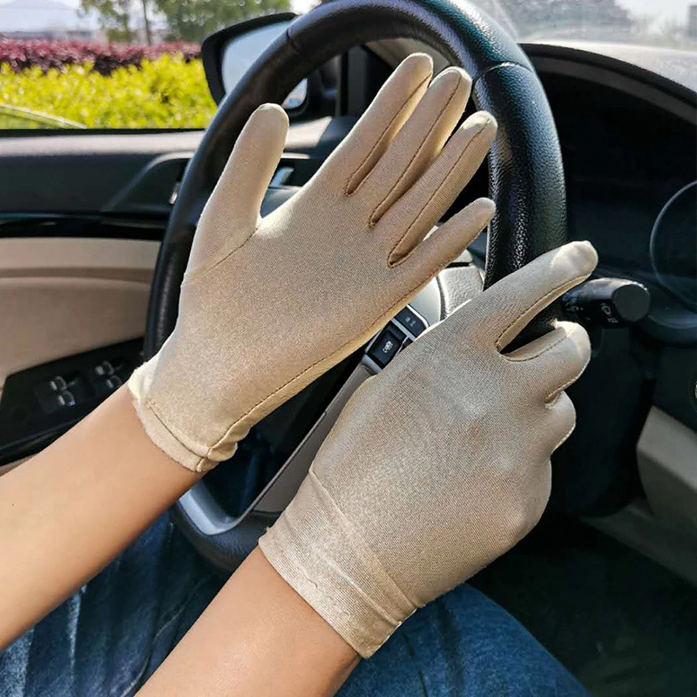 Fashion Women Summer Spandex Pure Color Elastic Anti-UV Driving Gloves Sun Protection Etiquette Gloves