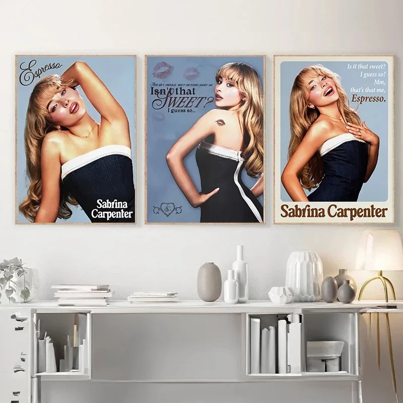 Hot Singer Sabrina Carpenter Espresso Posters and Prints Canvas Printing Wall Art Picture for Living Room Home Decor Gifts