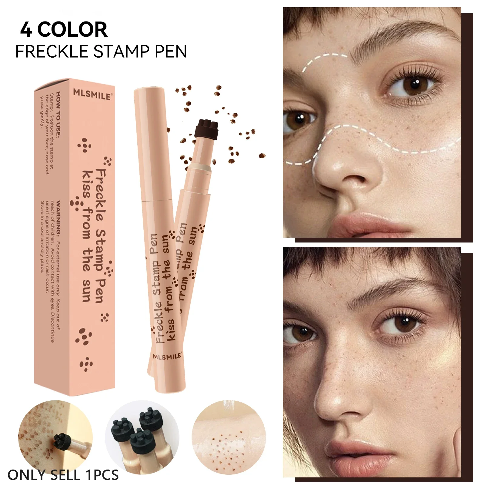 Freckle Stamp Pen, Waterproof Long‑Wearing, 3D Simulation Tip, Create Natural Sun‑Kissed Freckle Makeup, Easy For Beginners