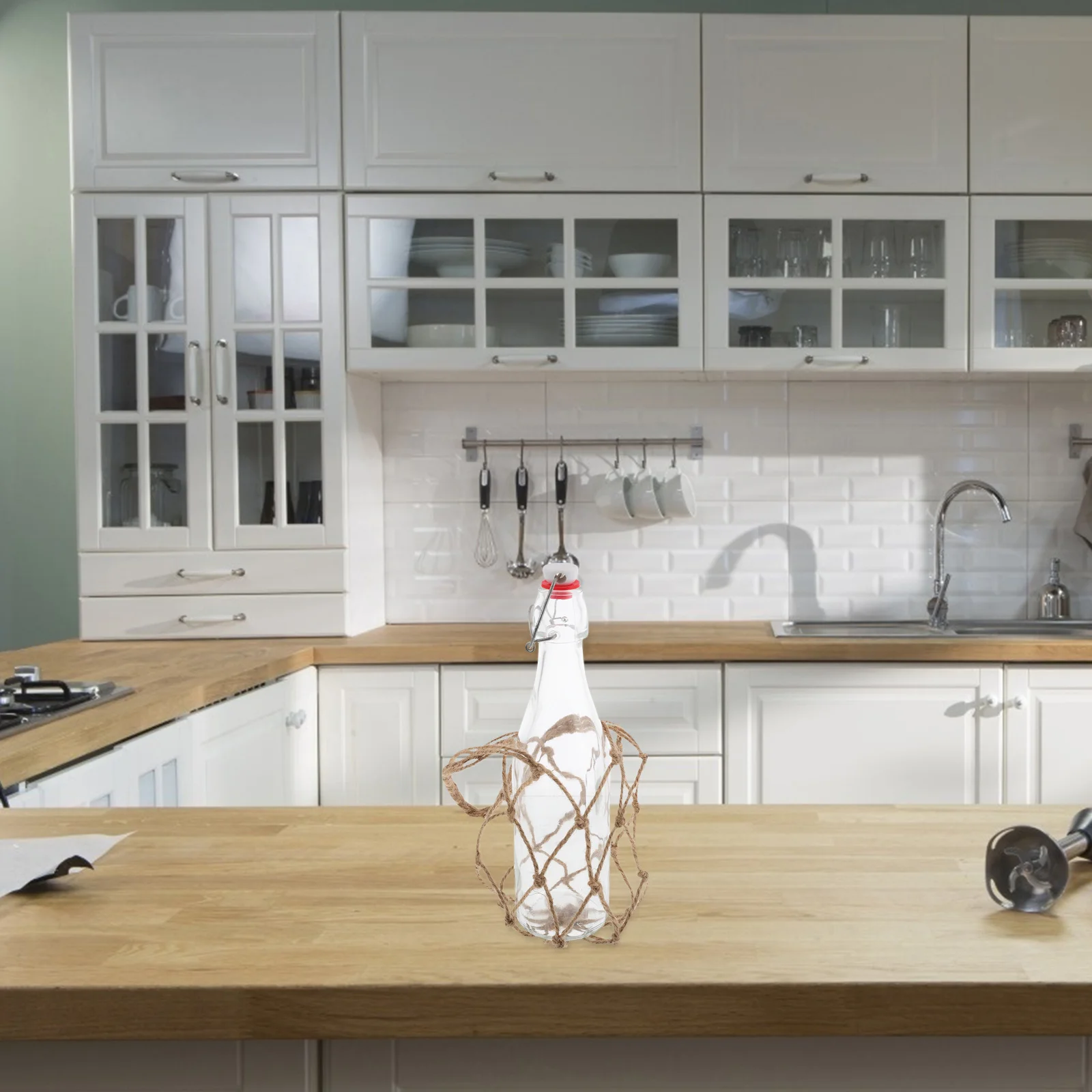 

2Pcs Retro Twine Rope Wine Bottle Tote Bag Artistic Elegance Safe Transport Storage Organizer for Bars Restaurants