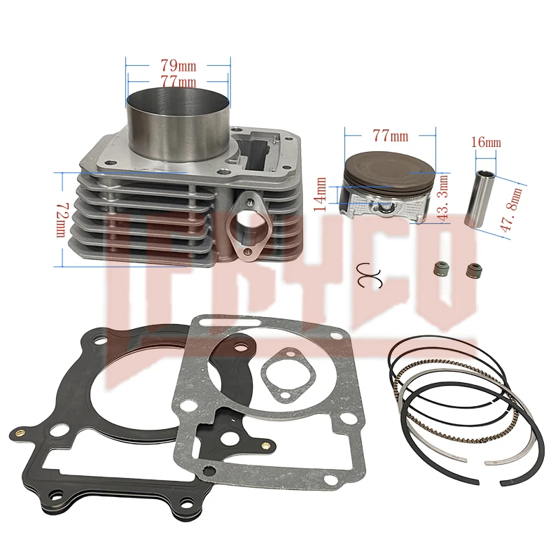 

Motorcycle 77mm Cylinder Kit CB250-F Big Bore 350CC Motor for ZongShen CPS350 Bouser T4 Italika Vortx 250 Blackbird 250 Block