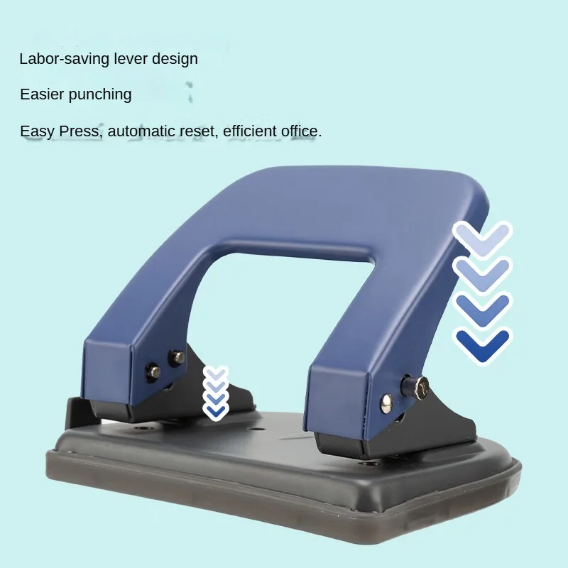 M&G Medium 20 Page Puncher Portable Double Hole Puncher Diameter 5.5mm/ Hole Distance 80mm(with ruler) Blue Single Pack