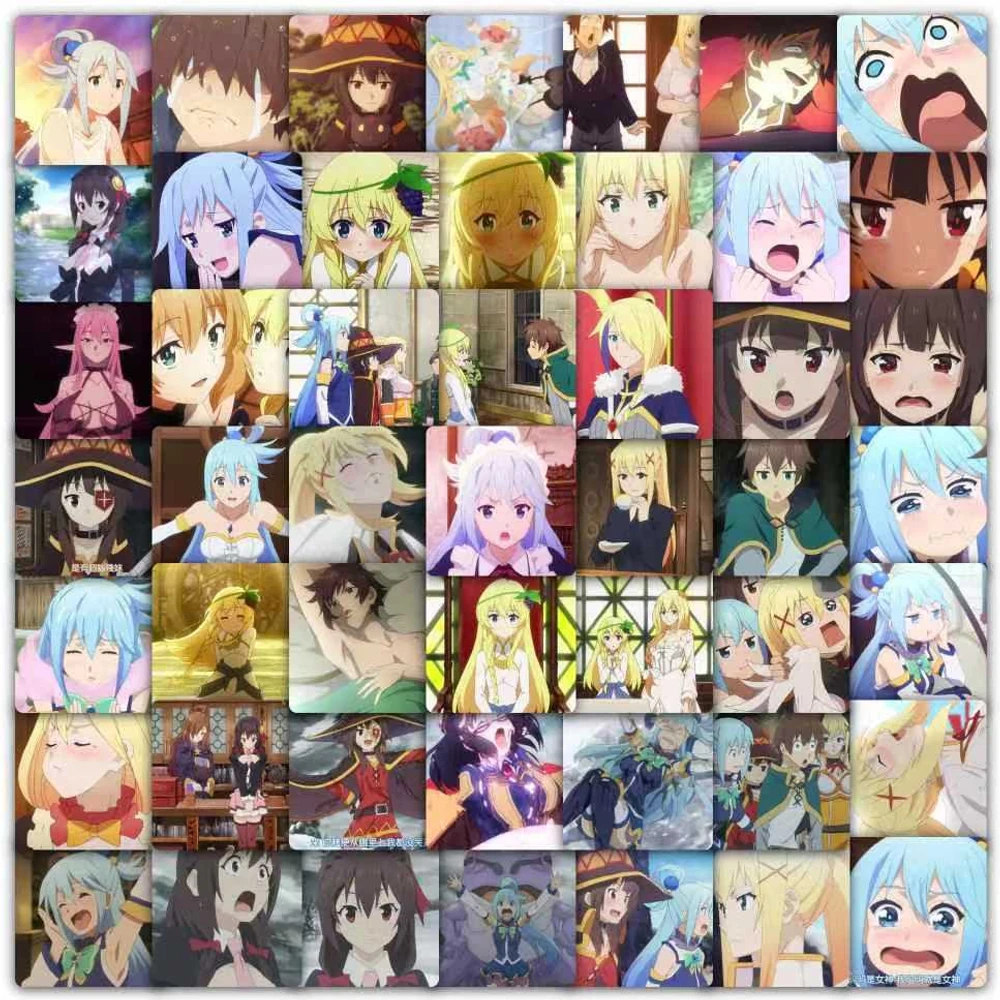 

10/30/59pcs Anime Kazuma Satou Kazuma Stickers Cute Aqua Megumin Cartoon Sticker Scrapbooking Suitcase Laptop Darkness Decals