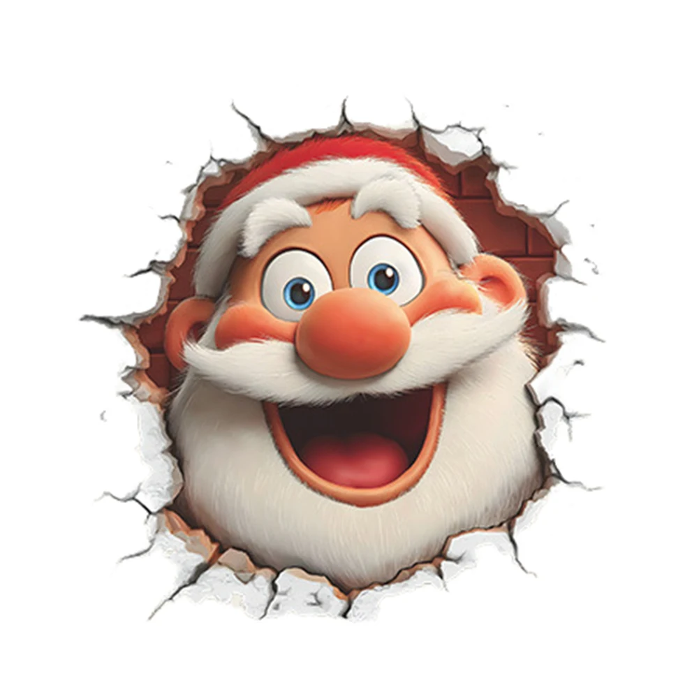 Cheerful Removable Stickers Christmas Decorations Santa Claus Wall Stickers Colorful Christmas Wall Stickers 3D Wall Art