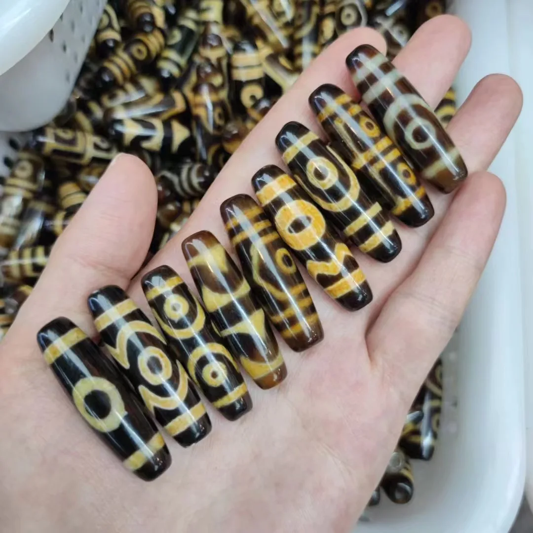 5pcs/lot natural agate black gold dzi variety of patterns 40mm glossy handmade beads diy Bracelet necklace ethnic style jewelry