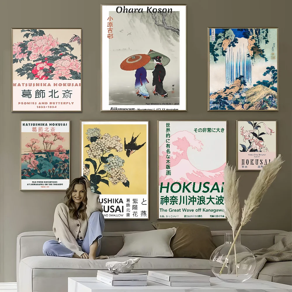 

Hokusai Ohara Koson Japan Style Wall Art Classic Vintage Posters Whitepaper Prints Posters Artwork Kawaii Room Decor
