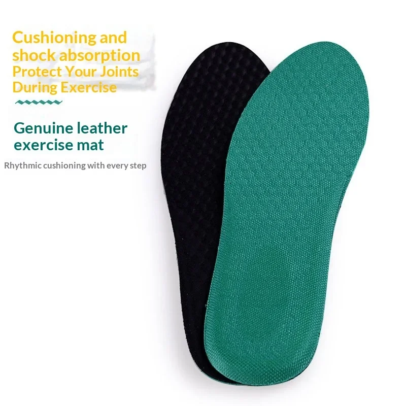 Top Layer Pigskin Full Insoles, Breathable Sweat Absorbing Massage Shock Relief Shoe Inserts for Sneakers Leather Shoes