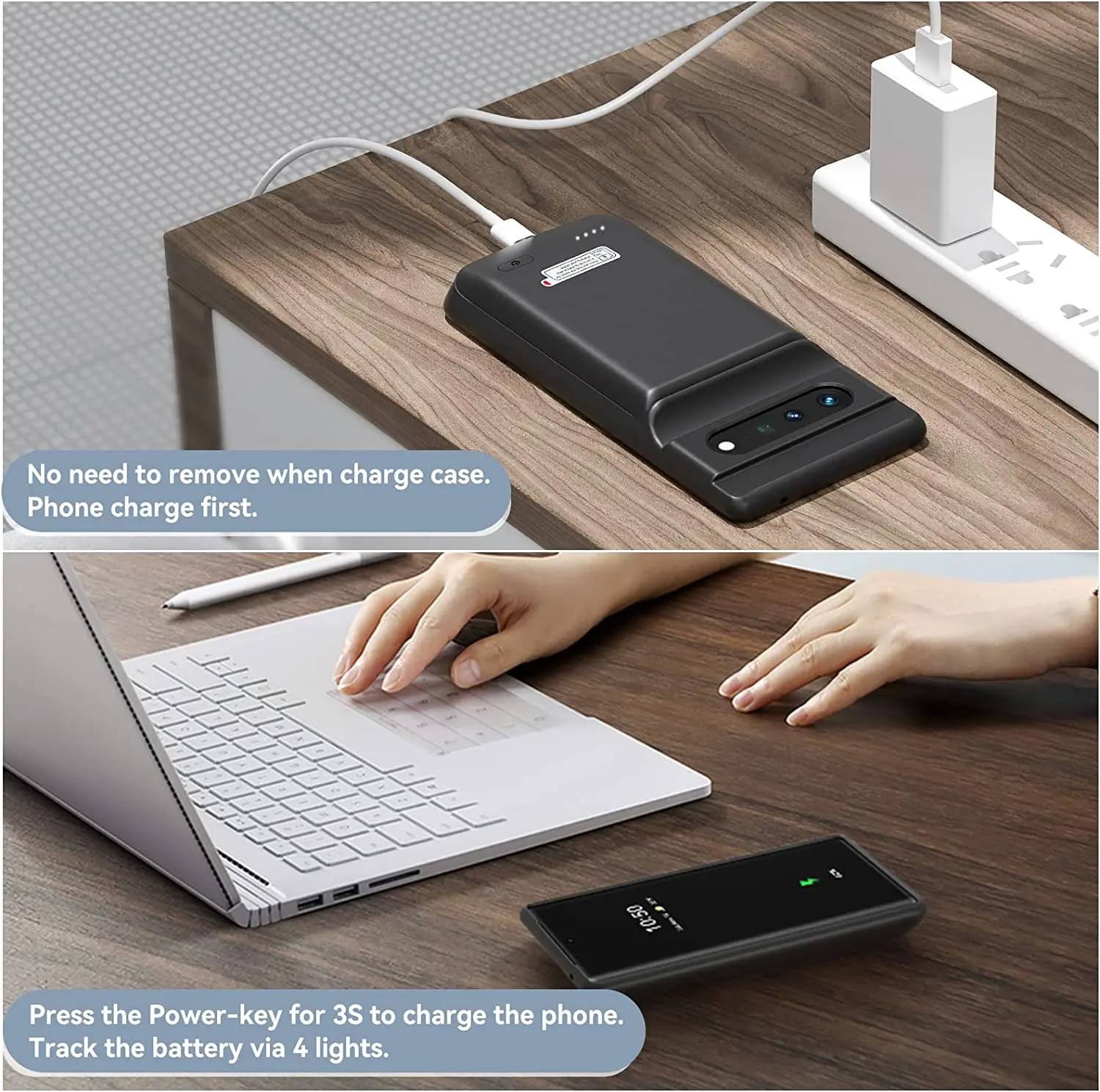 حافظة بطارية لهاتف جوجل بيكسل 6 برو حافظة شحن قوية قابلة لإعادة الشحن بقدرة 10000 مللي أمبير في الساعة حافظة شاحن احتياطية ممتدة باور بانك