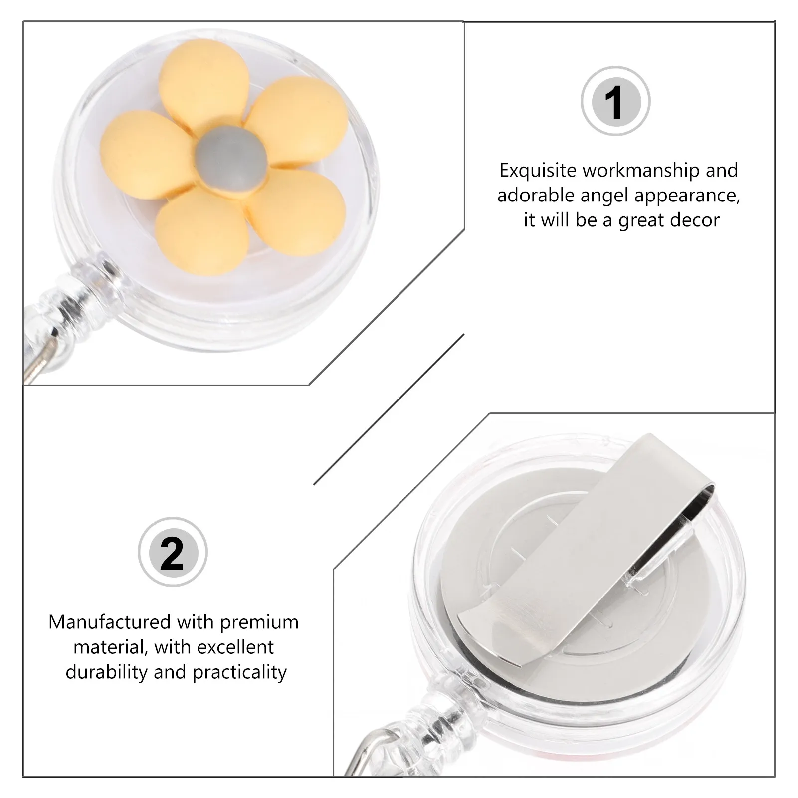 2Pcs Portable Nurse Watch Flower Design Clip-on Pocket Watch for Nurses Doctors Retractable Hanging Timepiece
