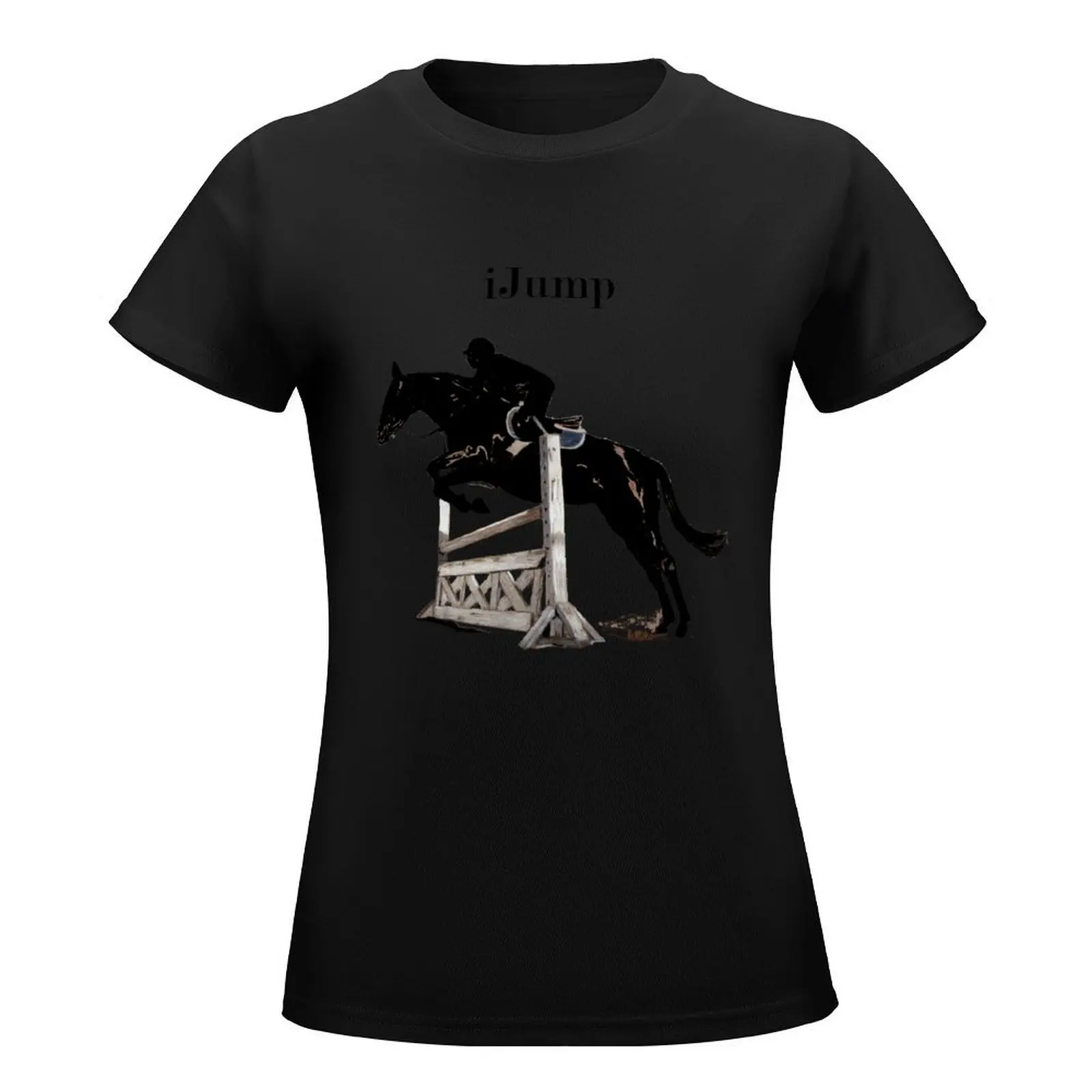 Cute iJump Equestrian Horse T-Shirt lady clothes summer top Short sleeve tee funny t shirts for Women