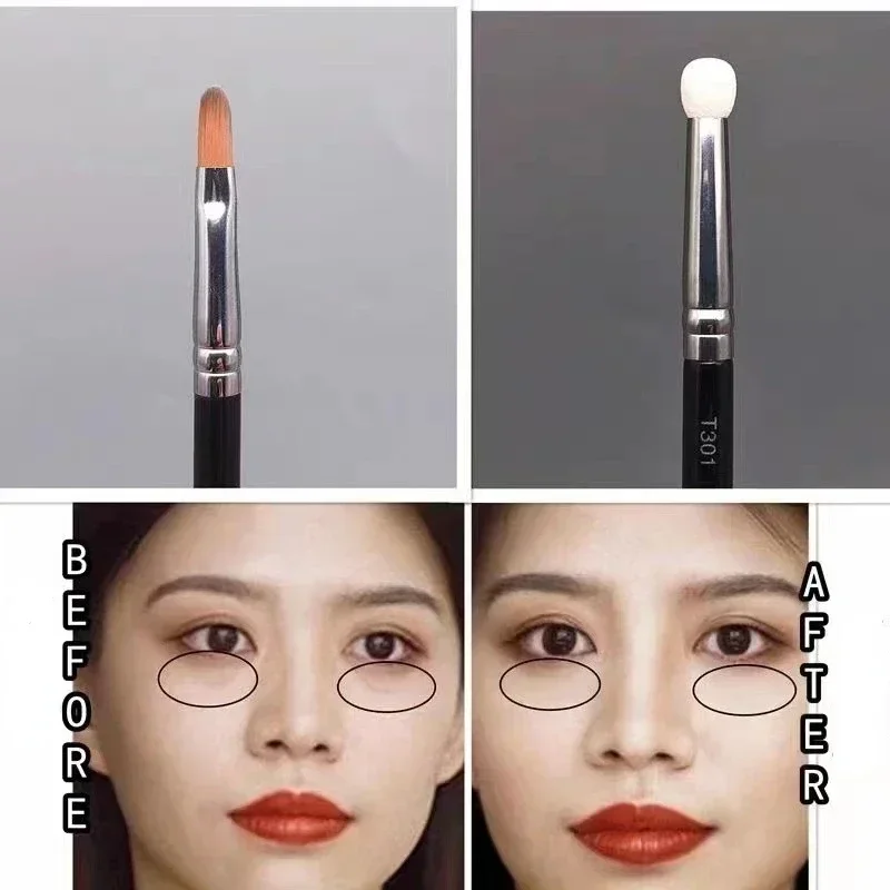 Double-ended คอนซีลเลอร์แปรงแปรงอายไลเนอร์ Dark Circles ผู้หญิงแบบพกพาแต่งหน้ารายละเอียดแปรงฟองน้ําเคล็ดลับ