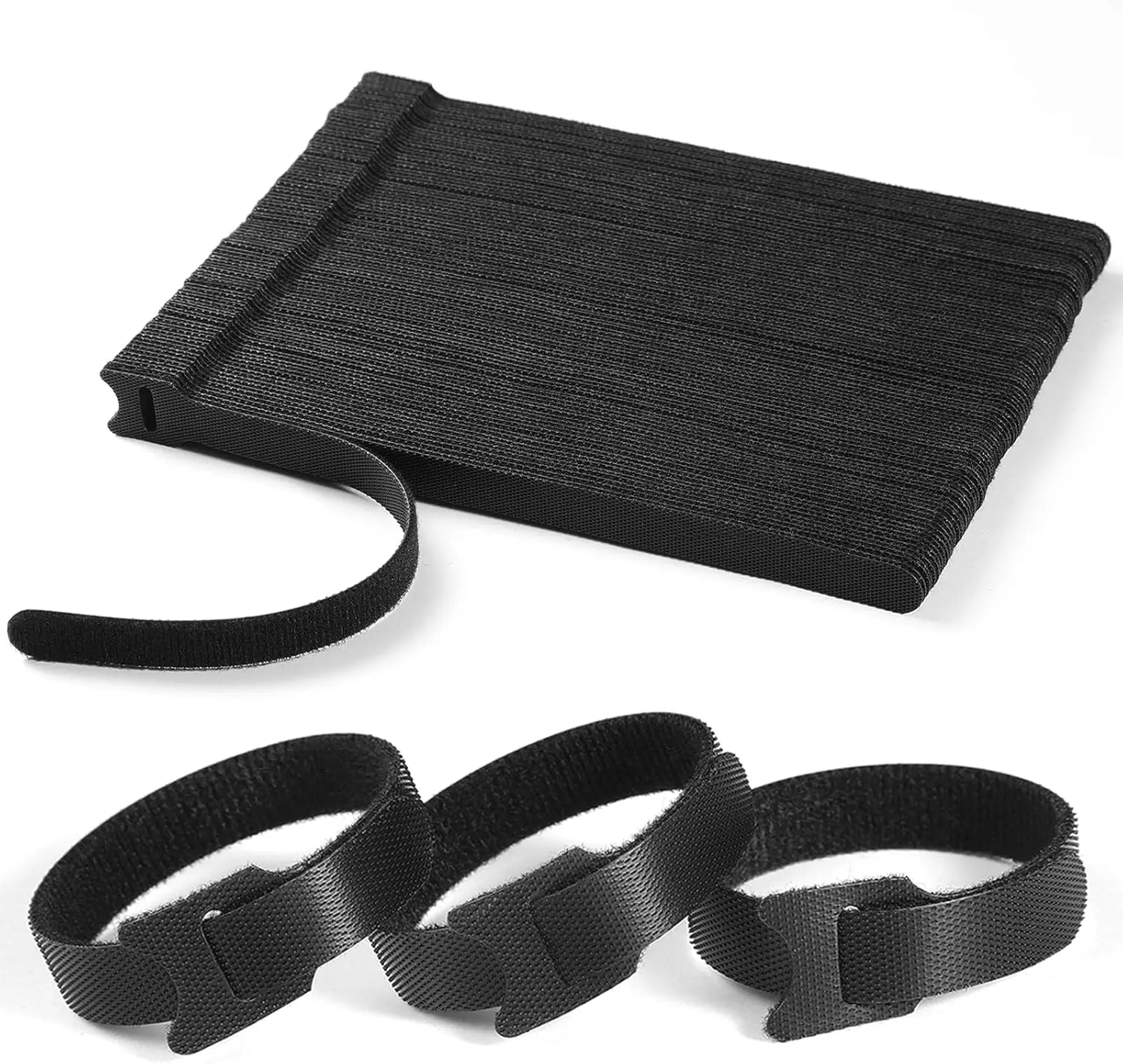 

100 Pcs 8" Reusable Cable Ties - Adjustable Cord Organizer Straps