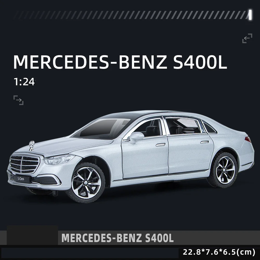 1:24 Benz S-Klasse S400l Fahrzeug Metall Modell Druckguss Auto mit Licht und Ton zurückziehen Spielzeug Sammlung für Jungen Geschenk