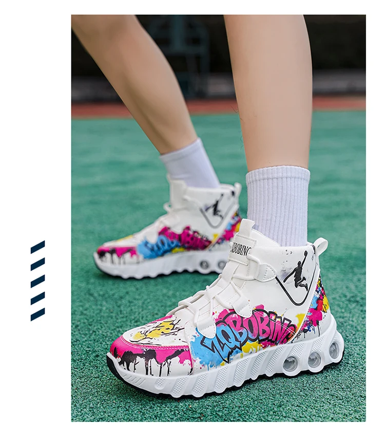 Frühling und Herbst Neuer Stil Farbblockierende Trendige Laufschuhe, Übergrößen Herrenschuhe, High-Top Dicksohlige Freizeitschuhe, Vielseitige Sportschuhe – Detail 19