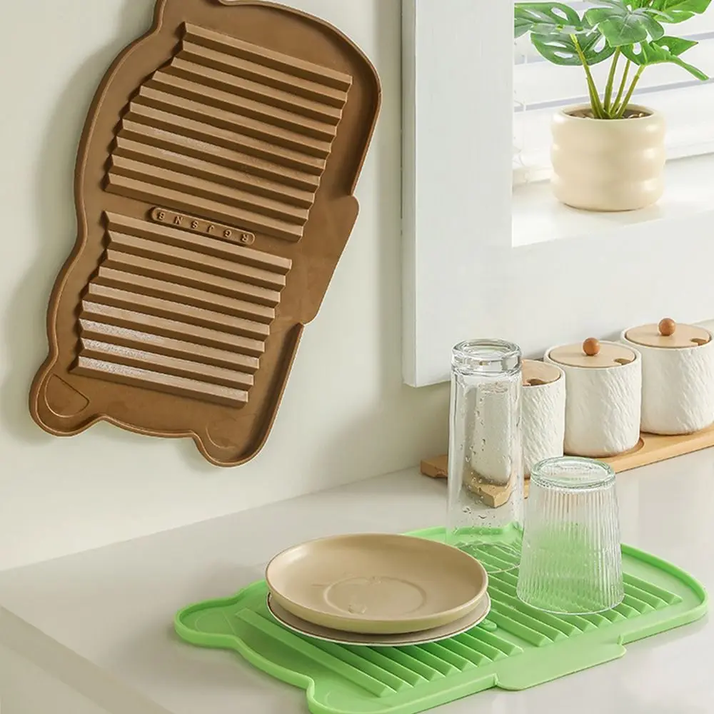 

Foldable Silicone Dish Drying Mat Multifunctional Utensils Drying Tableware Drainer Pad Anti-scald Coaster Washing Board
