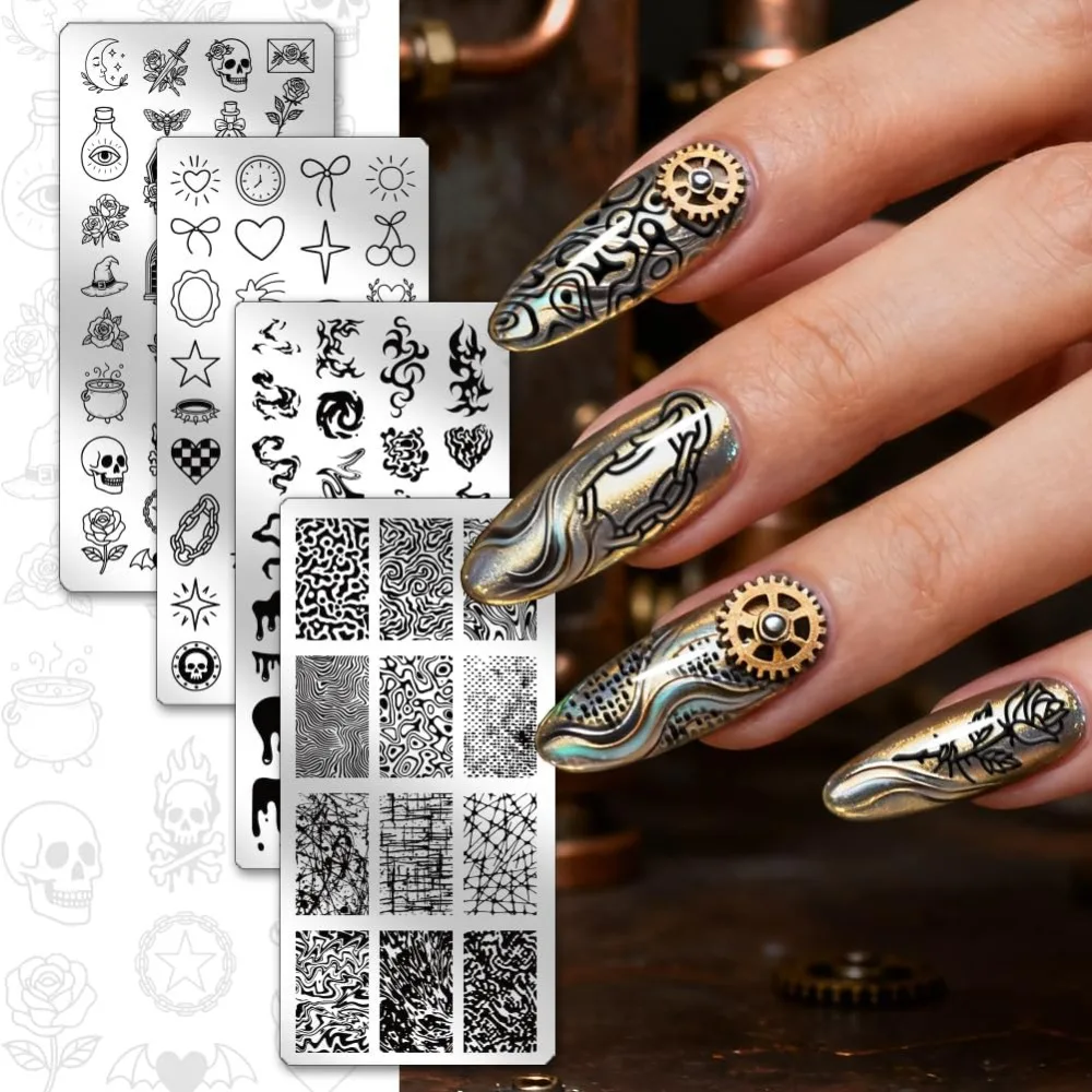 Stainless Steel DIY Nail Art Templates Set