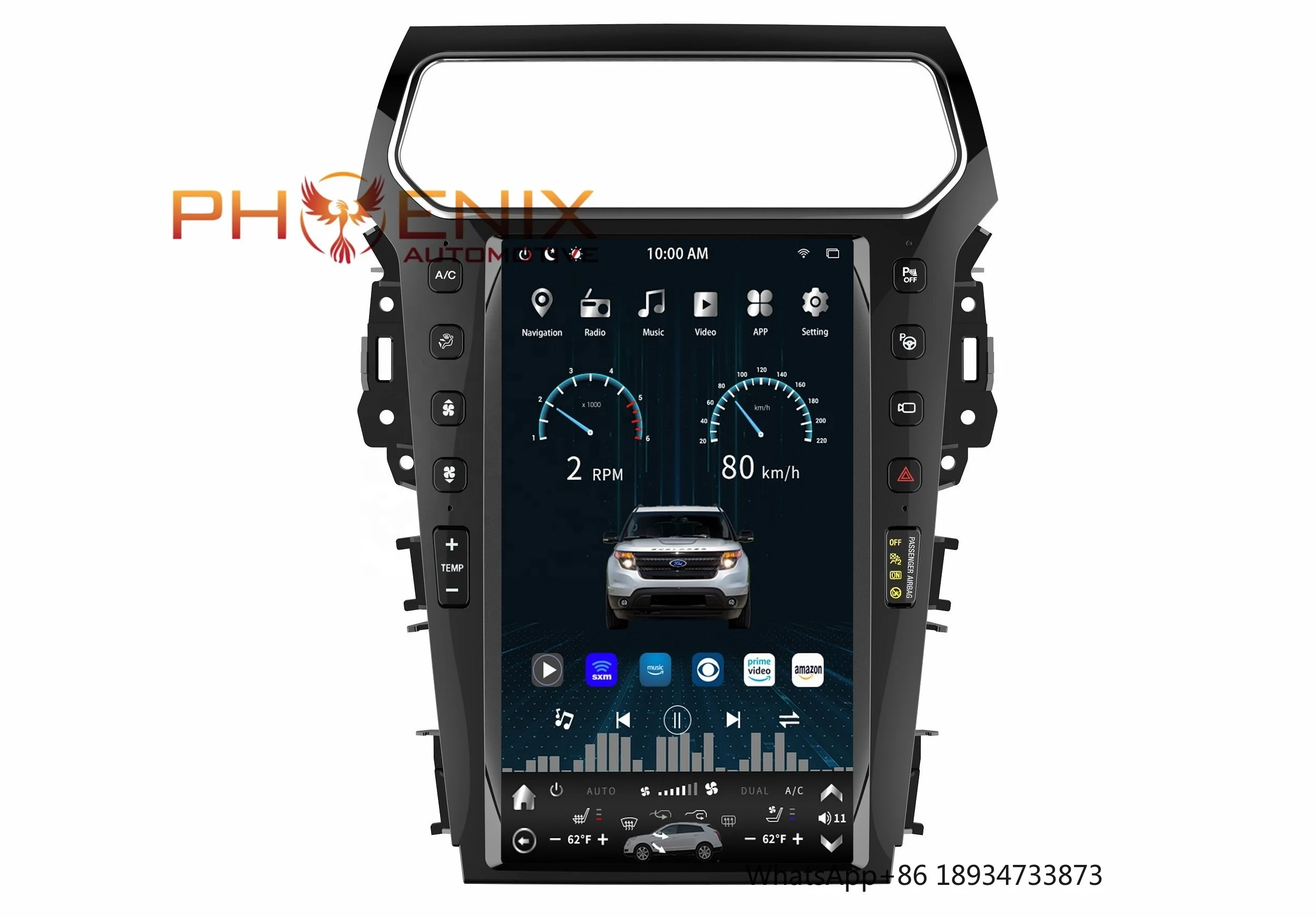 PA 13.6  inch HD Android 10 vertical touch screen car multimedia player navigation Gps system  For Ford Explorer 2011-2019 radio