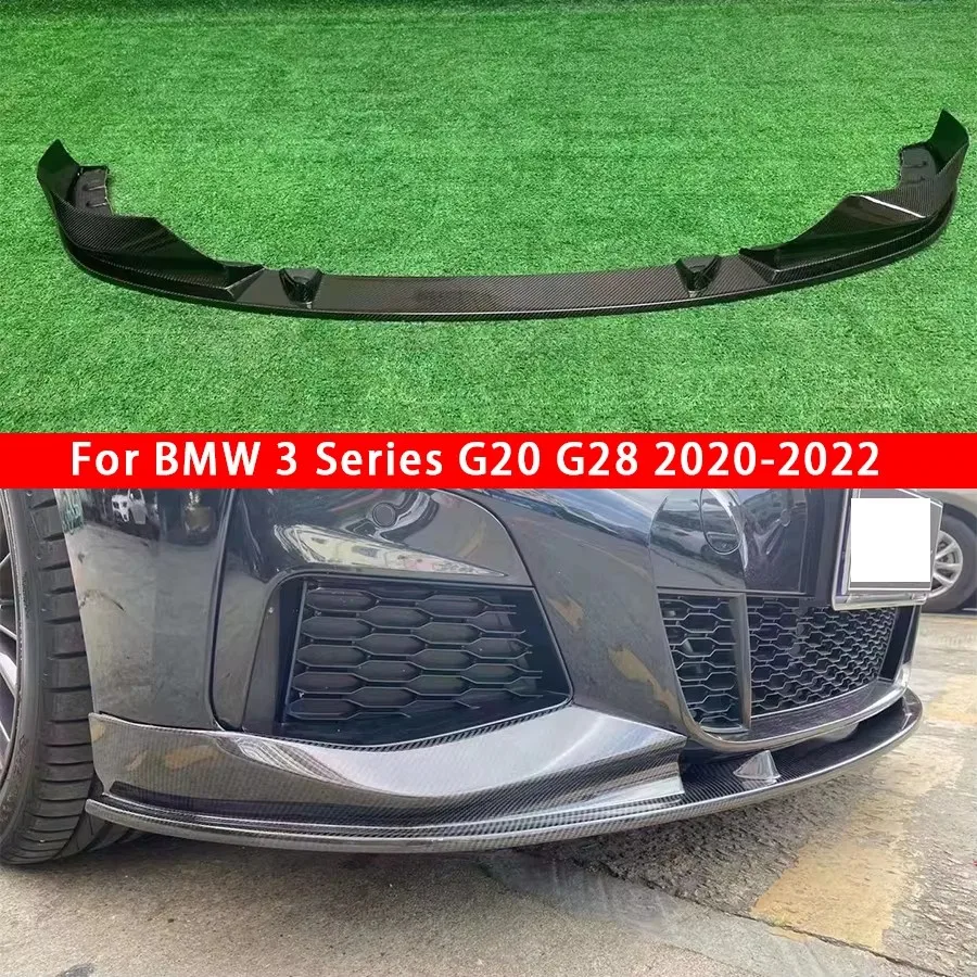 For BMW 3 Series G20 G28 2019-2022 Carbon Fiber Car Front Bumper Diverter Spoiler Diffuser Front lip chin body kit