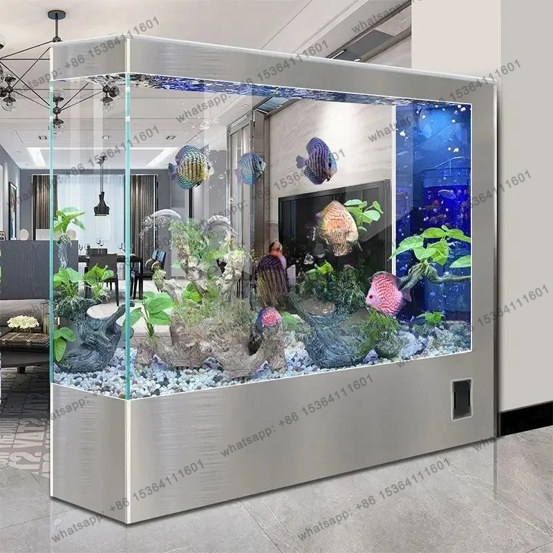 Super White Glass Family Fish Tank Living Room Home Fully Automatic Medium and Large Floor Landscaping