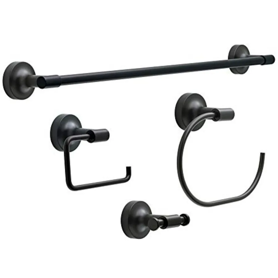 

Voisin 4-Pack Bathroom Set 24" Towel Bar Rack, Toilet Paper Holder, Hand Towel Holder, Hook Bathroom Accessory Set Towel Holder