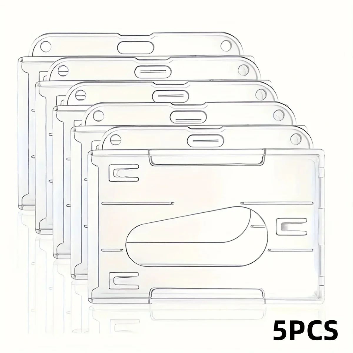 5pcs Transparent Hard Plastic Card Holders with Thumb Groove, Wear-Resistant, Suitable for ID Cards, Student Cards, Key Cards