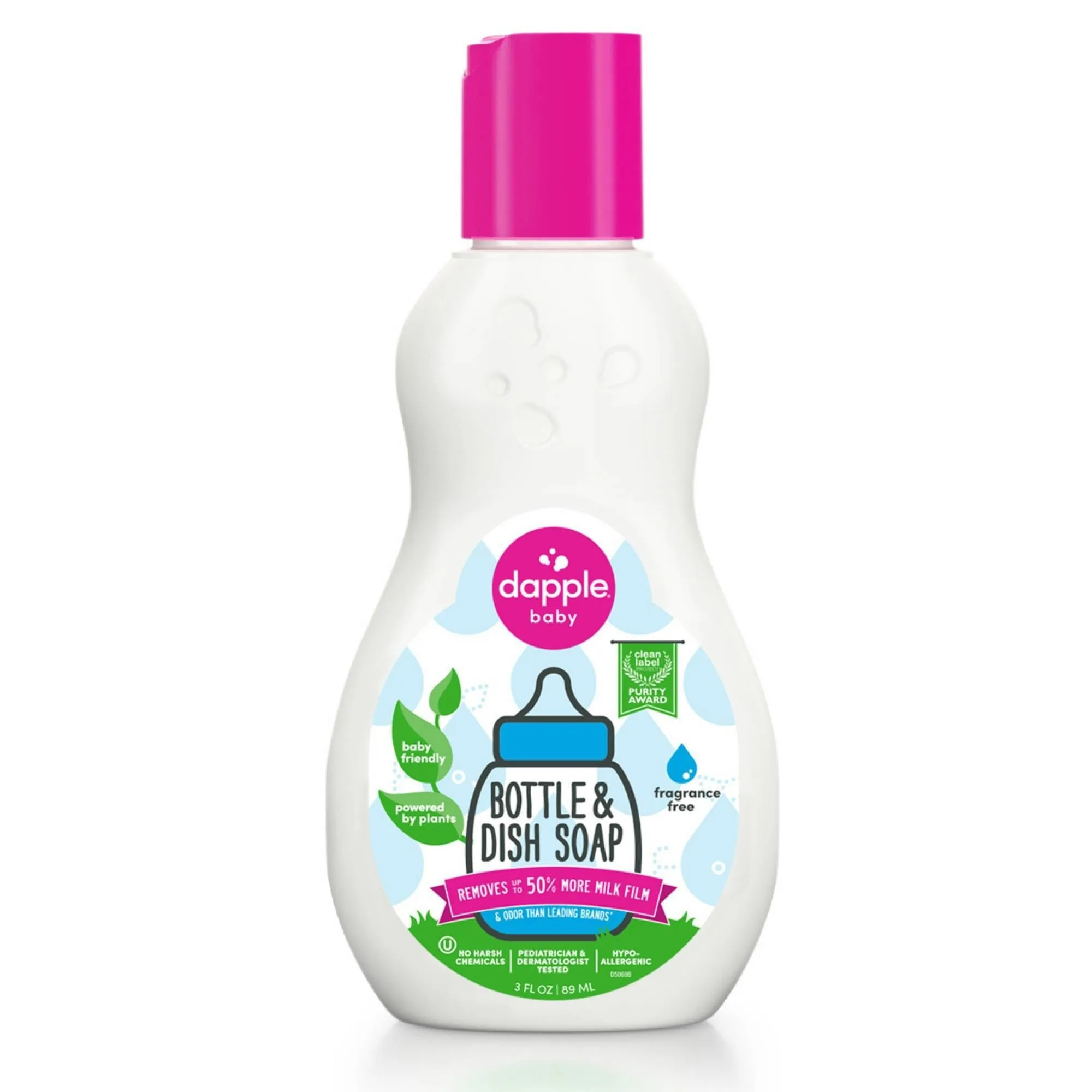 Fragrance Free Bottle And Dish Soap, Hypoallergenic Plant Based Cleaner For Baby Feeding Items, Gentle Rinse