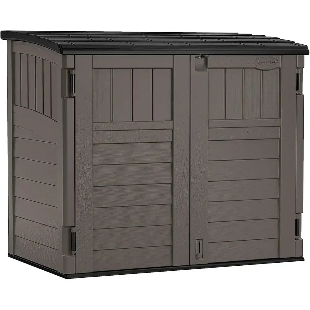 34 Cu ft Horizontal Resin Outdoor Storage Shed - Lockable, Weatherproof, Fits Trash Cans, Generators, and Garden Tools, Stoney B