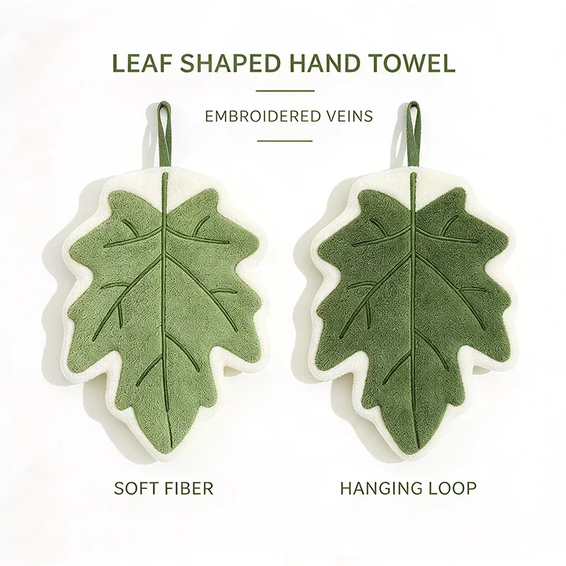 Creative Banana Leaf Hand Towel New Design Soft Absorbent Towel for Ins Wood Cream Style Home Kitchen and Bathroom Decoration