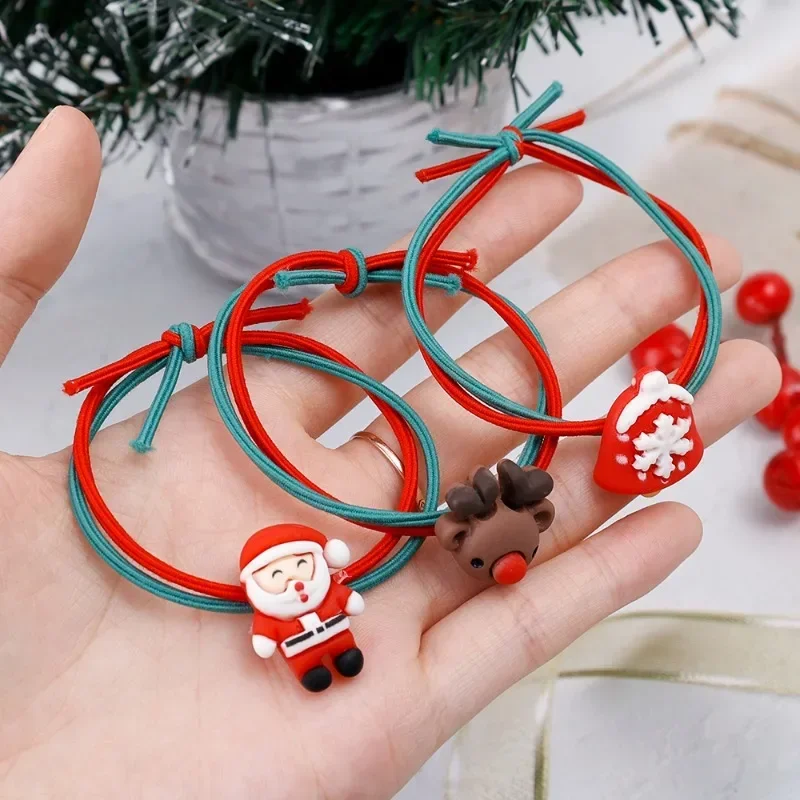 Elastic Rubber Bands Women Girls Cute Cartoon Christmas Hair Bands Daily Snowman Santa Elk Hair Bands Exquisite Hair Accessories