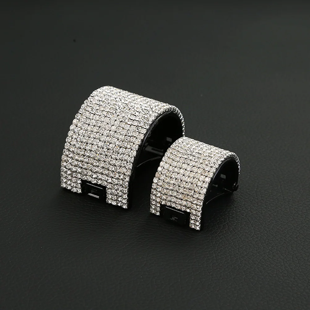 مشبك شعر من حجر الراين كريستال على شكل ذيل حصان مشبك للنساء مقاس L أداة تصفيف الشعر الأسود هدية للحفلات #4