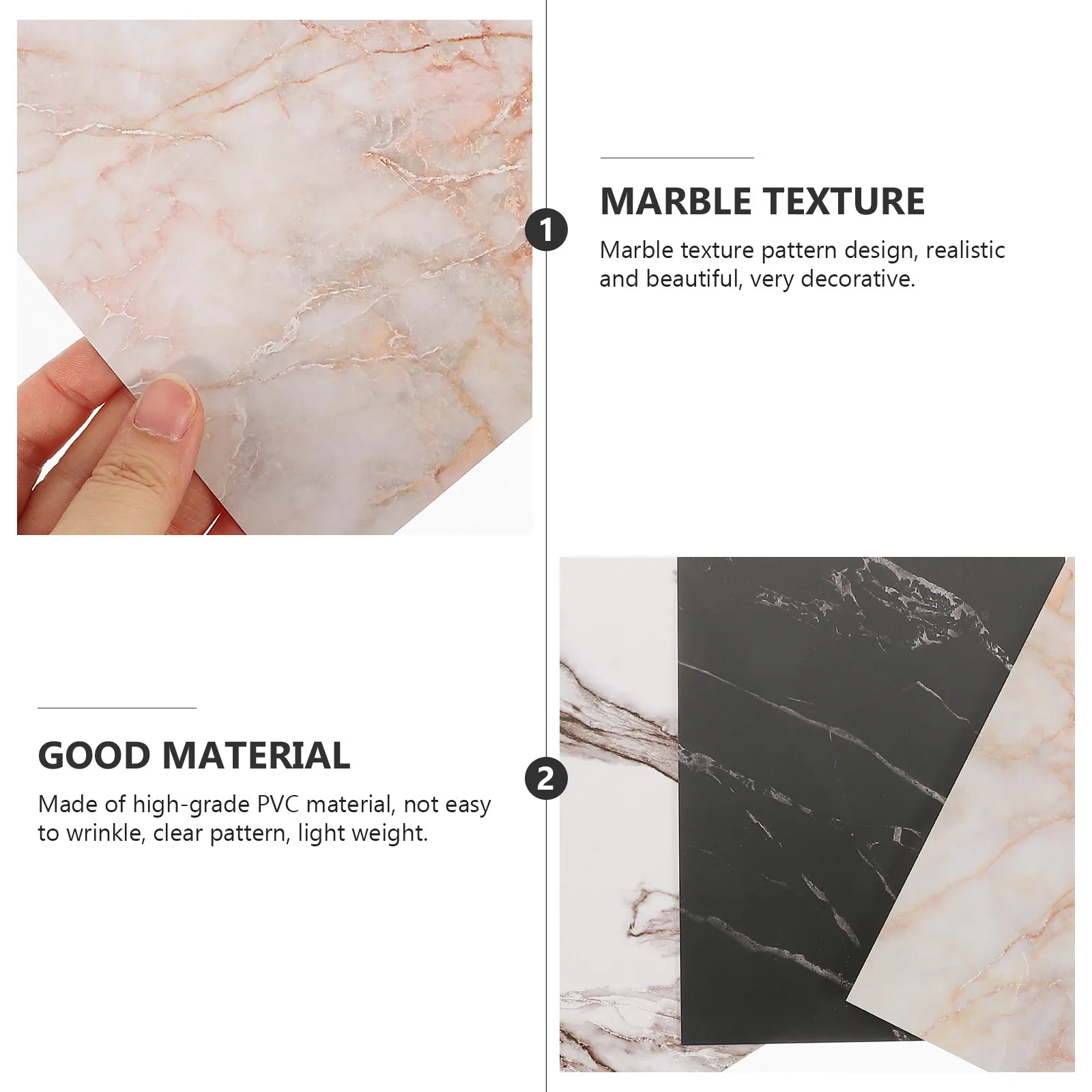 3Pcs Marble Texture Photography Backdrop Boards Sturdy Reusable Food Jewelry Cosmetics Product Photo Props Lightweight Wrinkle