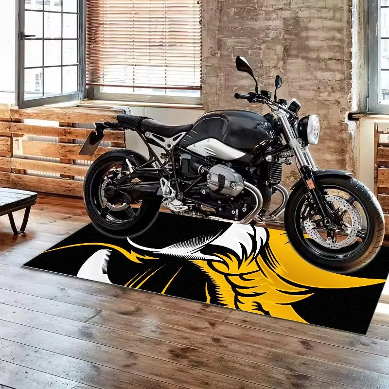 VIKAMA Golden Bull Racing Graphic Pit Mat Street Sport Anti Slip Rug For Garage Motorbike Parking Display Floor Carpet