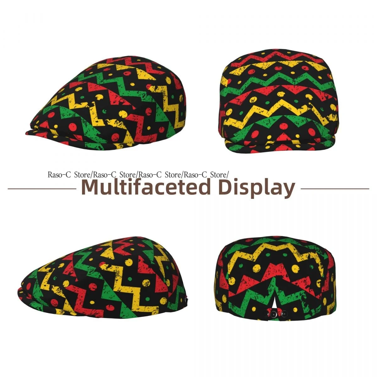 Unisex Adult Forward Peaked Cap Zigzag Reggae Background Newsboy Flat Cap Casual Streetwear Ivy Driving Hat