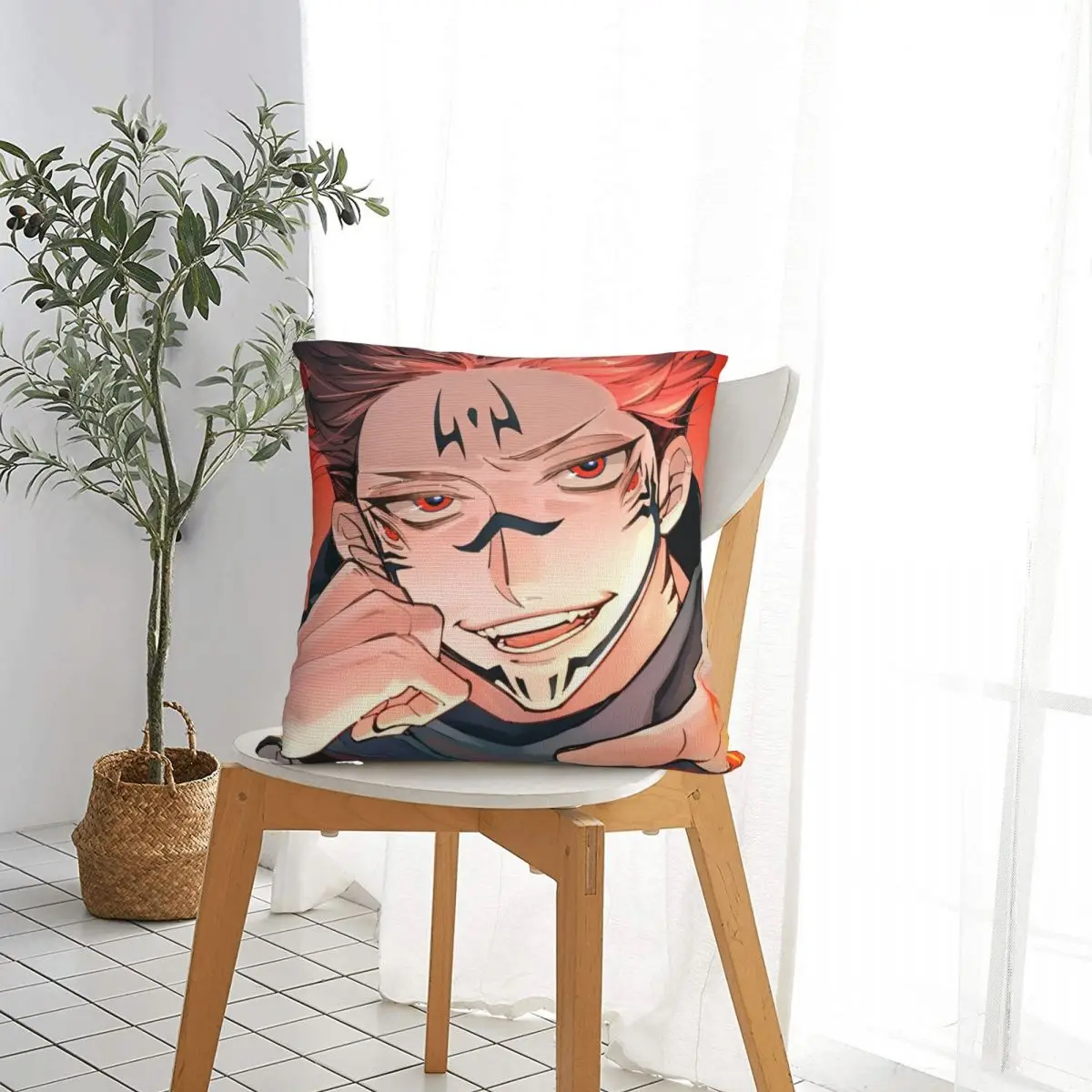 Ryomen Sukuna Square Pillow Case Jujutsu Kaisen Anime Cushion Covers Customized Zippered Decorative Pillowcover for Living Room