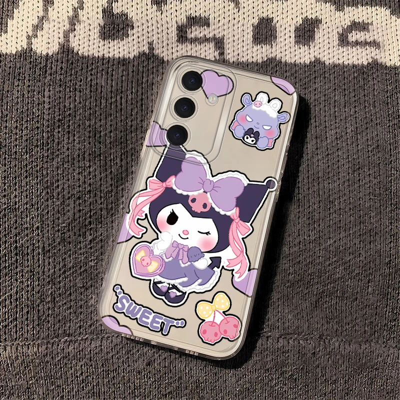 Bonito sanrio kuromi capa de telefone macio para samsung galaxy a36 a13 a33 a25 a56 a73 a54 a34 a35 a15 a26 a24 a55 a23 a14