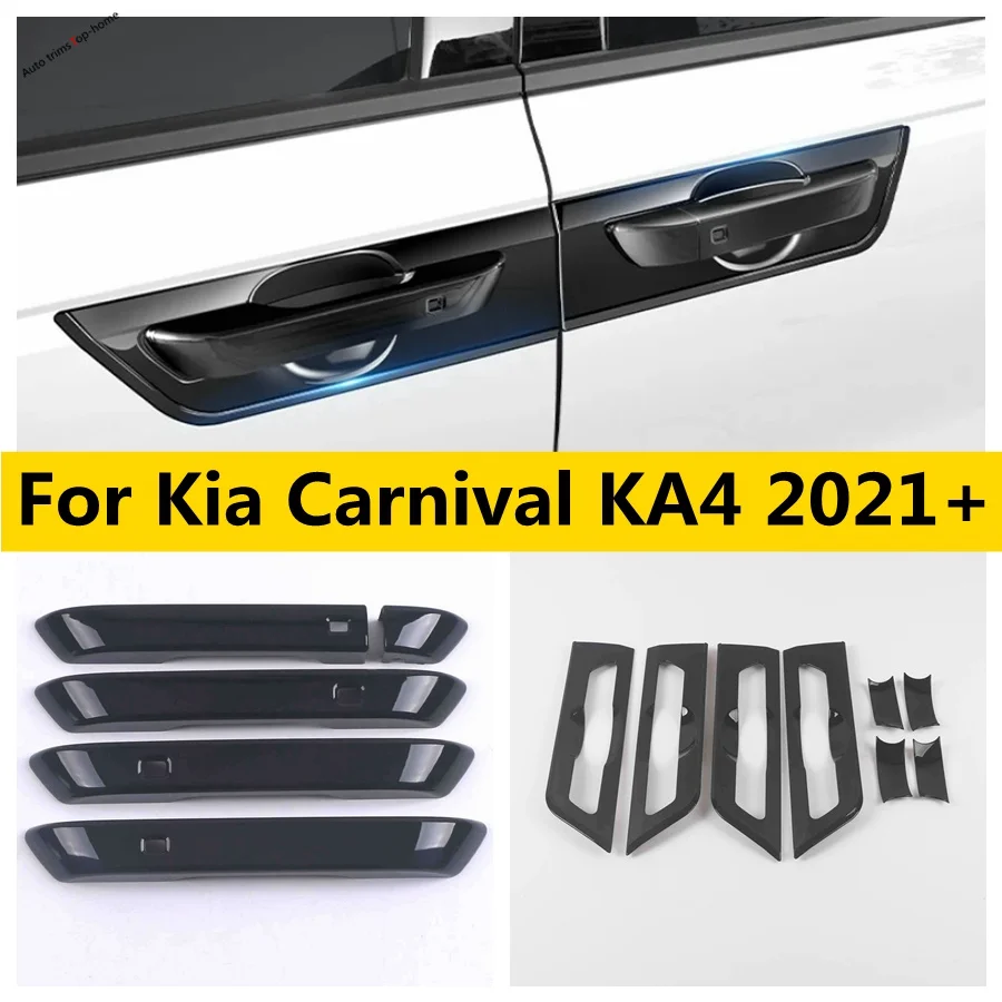 

ABS Black Outer Door Handle Clasing Bowl Decoration Frame Cover Trim Protector Car Accessories For Kia Carnival KA4 2021 - 2023