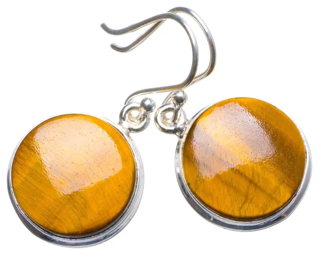 

StarGems® Natural Tiger Eye Handmade Unique 925 Sterling Silver Earrings 1.25" X3941