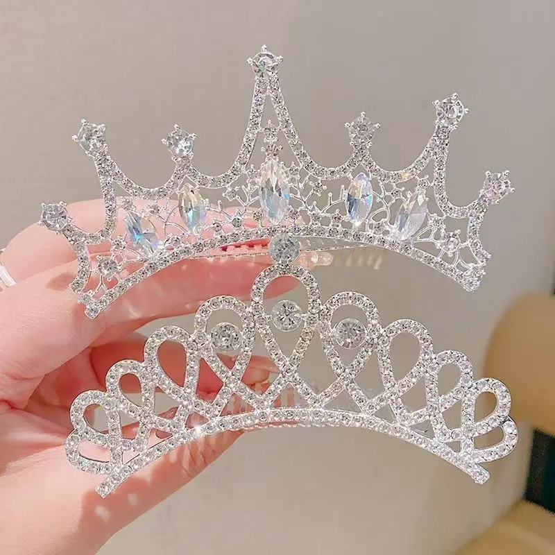 Kids Princess Crown Diamond Tiara Girls Hair Accessories Photo Atmosphere Dance Performance Birthday Best Gifts Crown