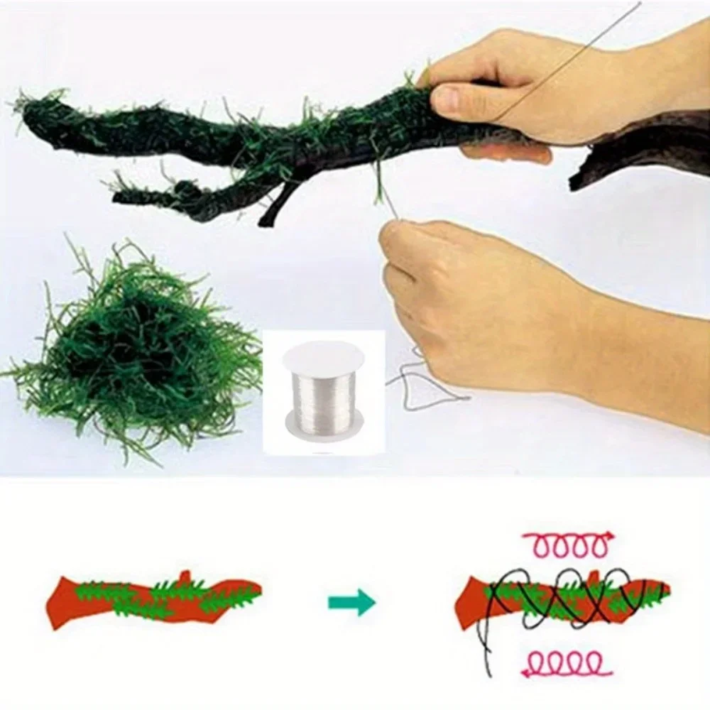 1Roll DIY Moss Line Binding Line Super Strong Transparent Aquatic Grass Live Plant Driftwood String Aquarium Decorations