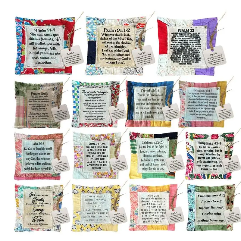 Symbolism Poems Quilts Individually Prayer Quilt Hand-Sewn Vintage Prayer Quilt Squares Colorful Quilts For Yourself Friend