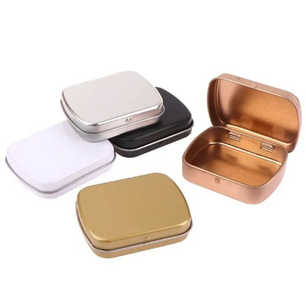 Simple Dust-proof Flip-top Iron Box Sealed With Lid Rectangular Candy Box Refillable Mini Pill Case Pill Organizer