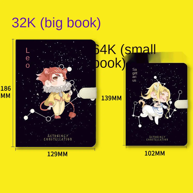 Twelve constellation magnetic buckle notebook cute girl heart notepad A5 super thick cartoon small fresh hand book