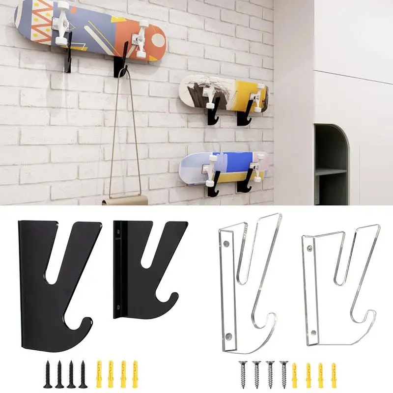 Skateboard Holder Longboard Horizontal Wall Mounted Hooks Skateboard Stand Skateboard Shelf Fits Virtually All Skateboard Styles