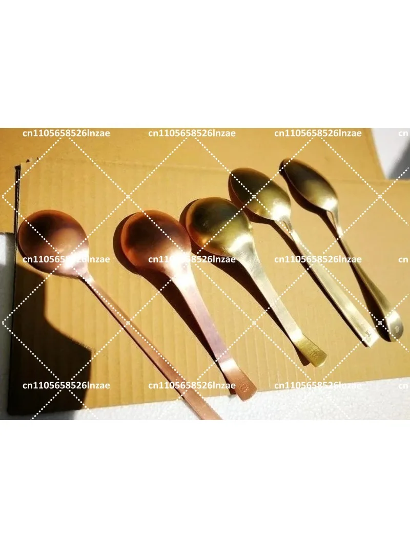 Handmade Thickened Long Handle Pure Copper Eating Spoon Tableware