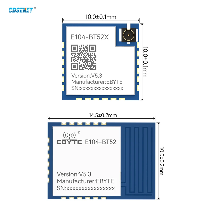 DA14531 BLE5.0 2.4GHz Bluetooth to UART Module Low Power 130M CDSENET E104-BT52 for Wireless Transceiver IoT Data Transmission