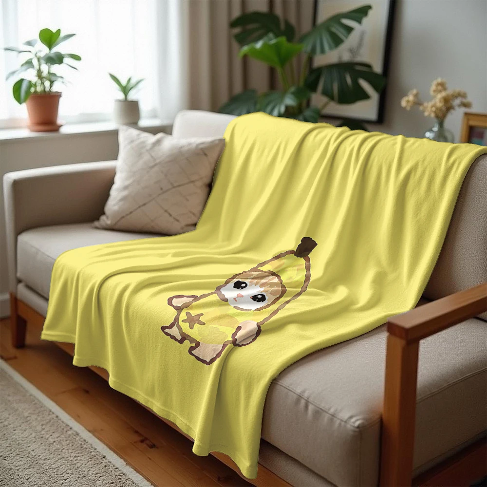 Banana Cat Cutie Lightweight Microfiber Soft Christmas Fleece Blanket Warm Cozy Throw for Bed Sofa Office Travel All Season view 2