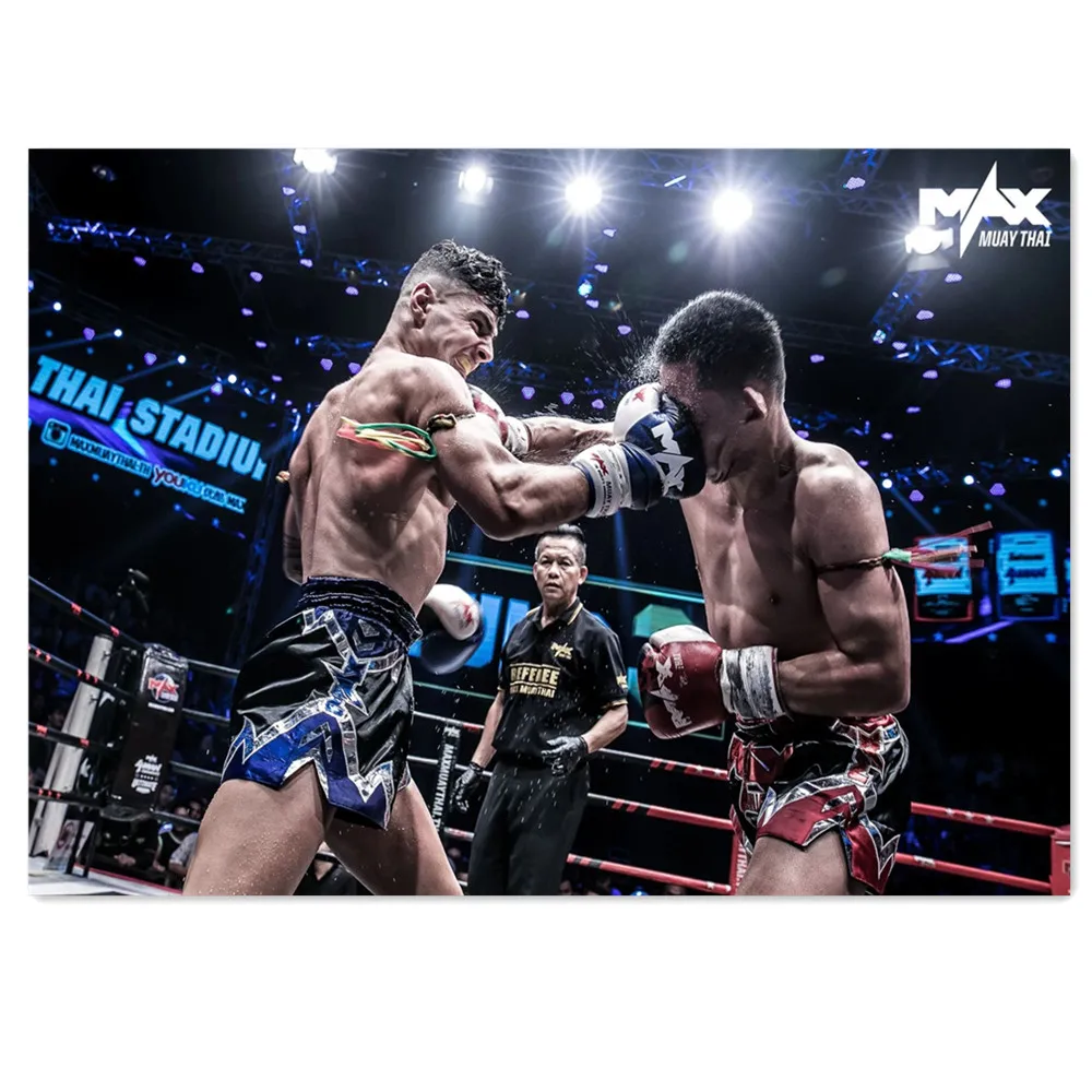 Watercolor Boxing Canvas Painting Muay Thai Fighter Poster Soft Sport Wall Art Gym Decor Bedroom Living Room Home Office Picture